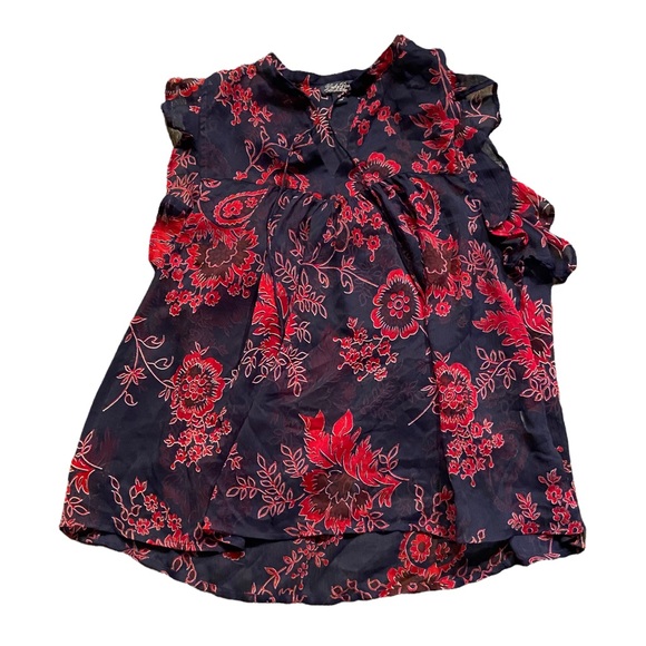 Lucky brand flowy chiffon sheer floral boho blouse size S - Picture 3 of 10